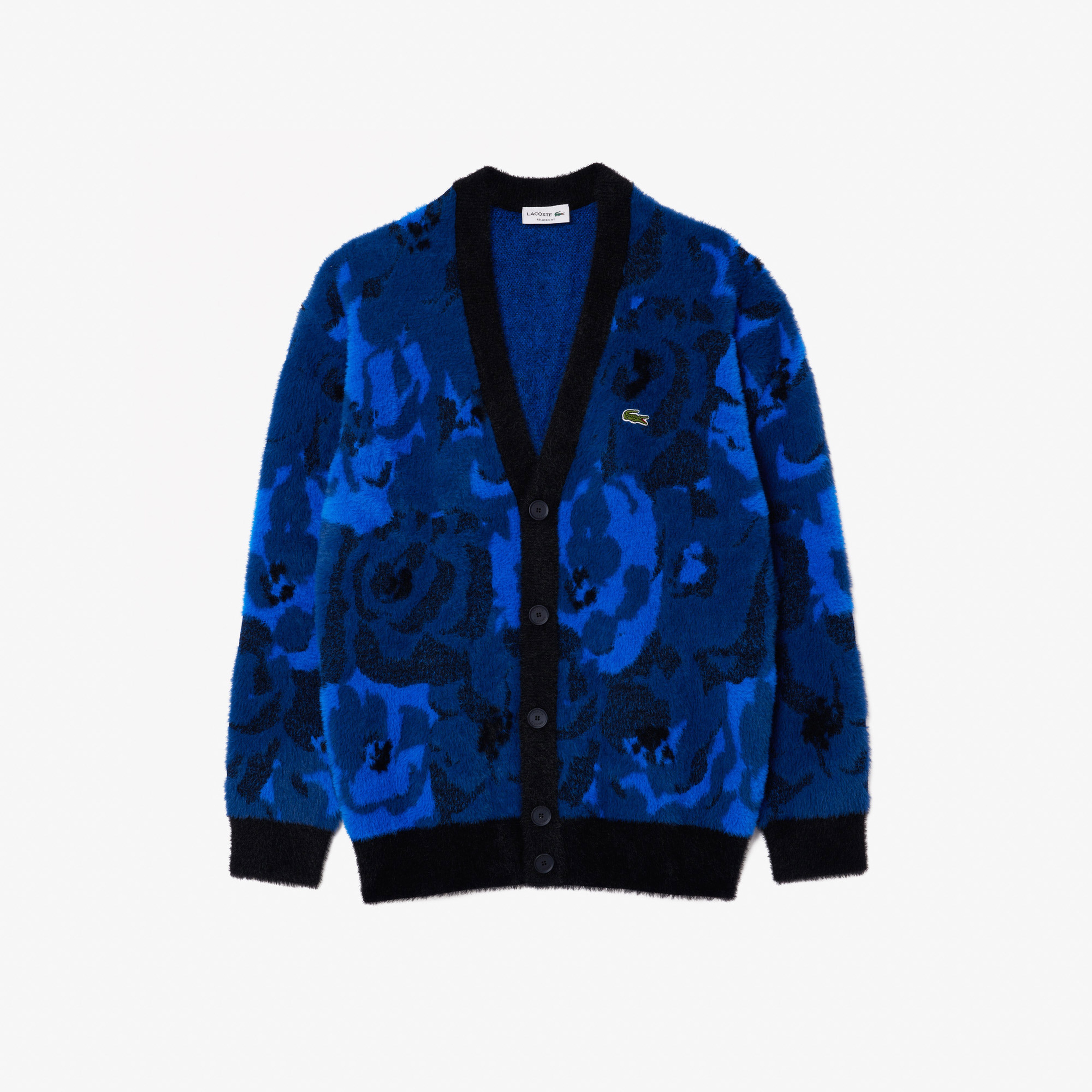 Erkek Relaxed Fit V Yaka Desenli Lacivert Hırka