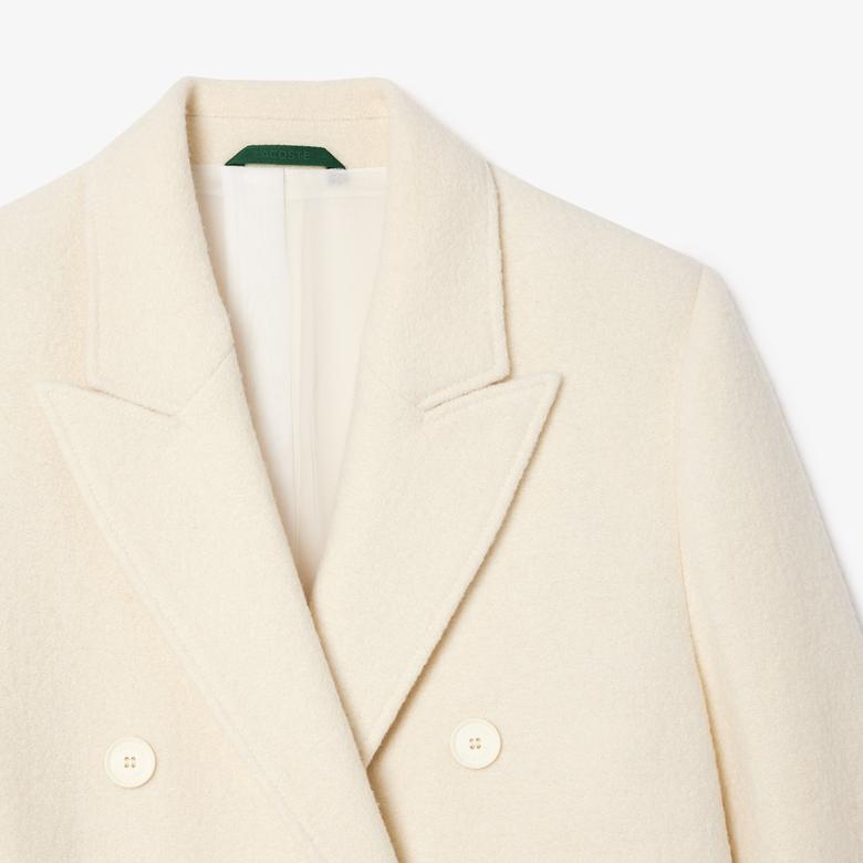 Kadın Regular Fit Yün Krem Palto