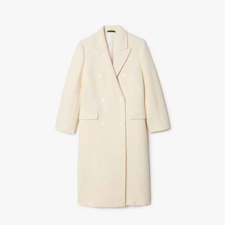 Kadın Regular Fit Yün Krem Palto