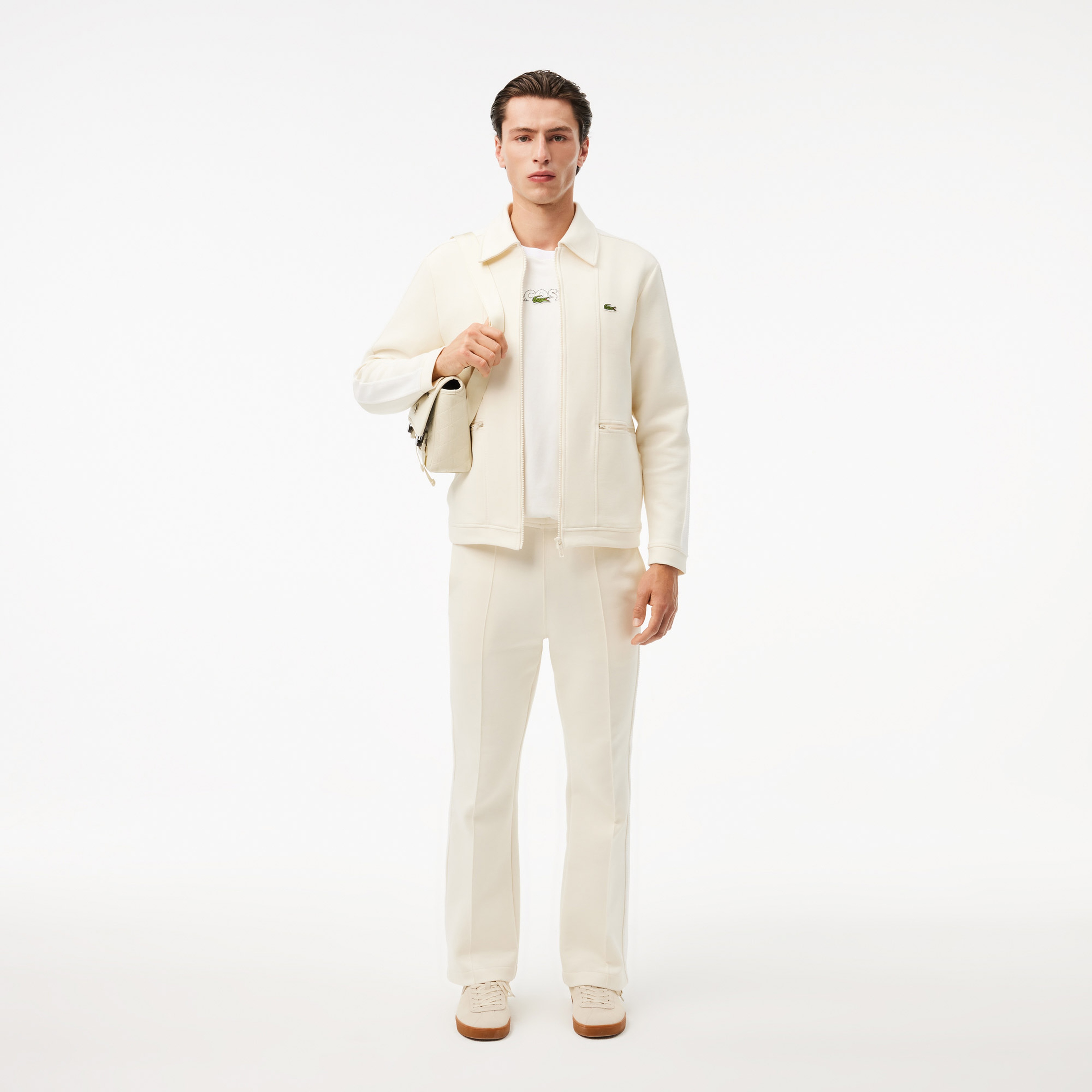 Erkek Classic Fit Bisiklet Yaka Baskılı Beyaz T-Shirt