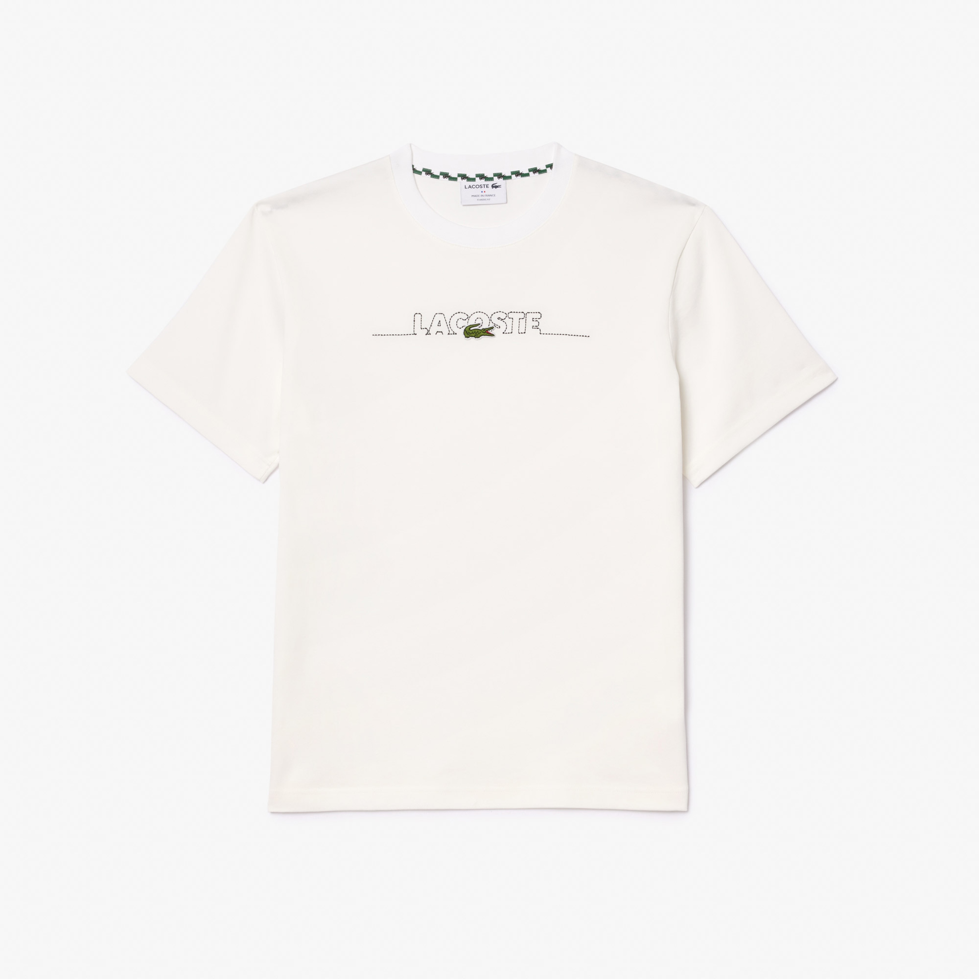 Erkek Classic Fit Bisiklet Yaka Baskılı Beyaz T-Shirt