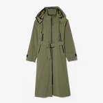 Kadın Oversize Fit Kapüşonlu Haki Trençkot