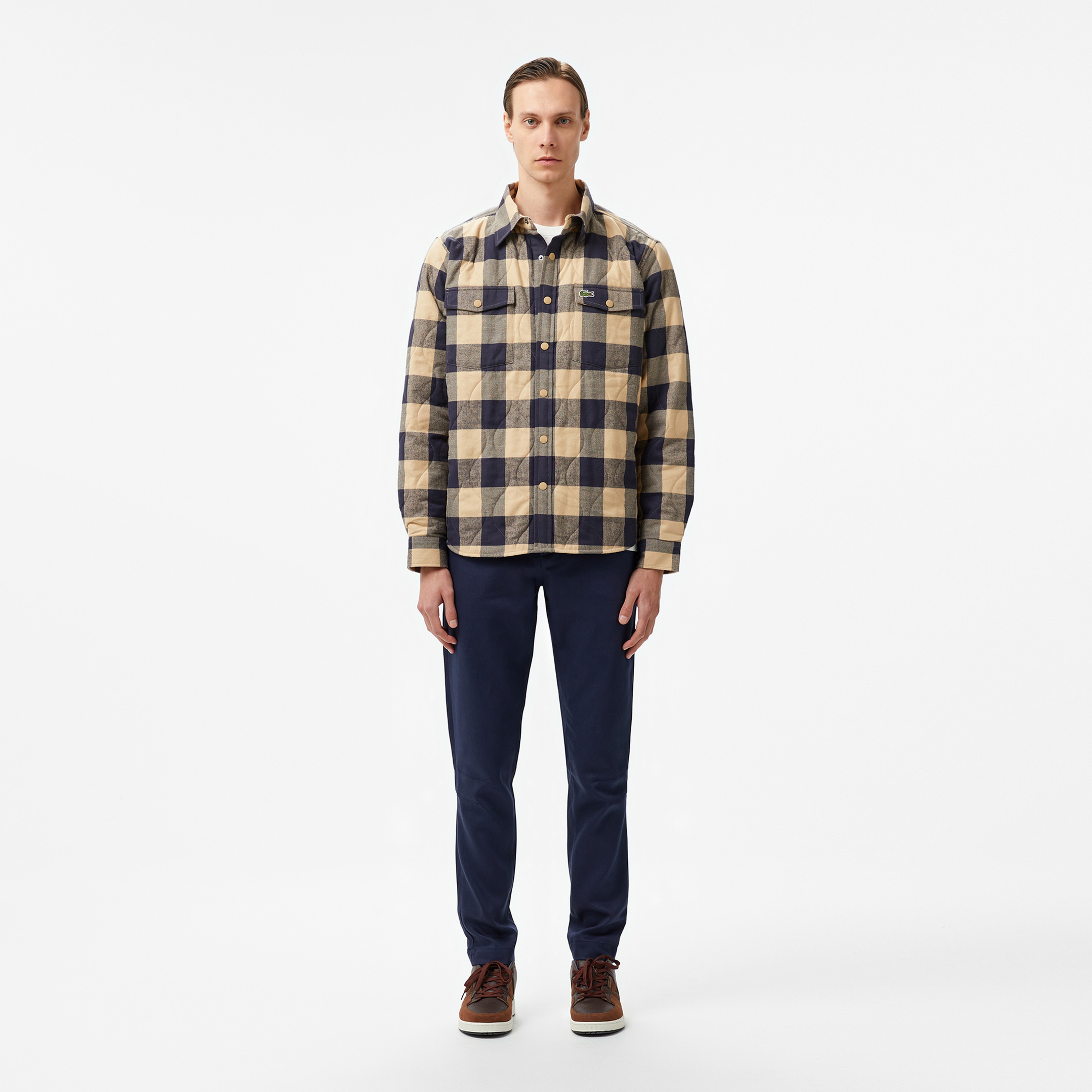 Erkek Relaxed Fit Ekose Kahverengi Gömlek