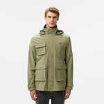 Erkek Regular Fit Kapüşonlu Baskılı Haki Yağmurluk