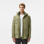 Erkek Regular Fit Kapüşonlu Baskılı Haki Yağmurluk