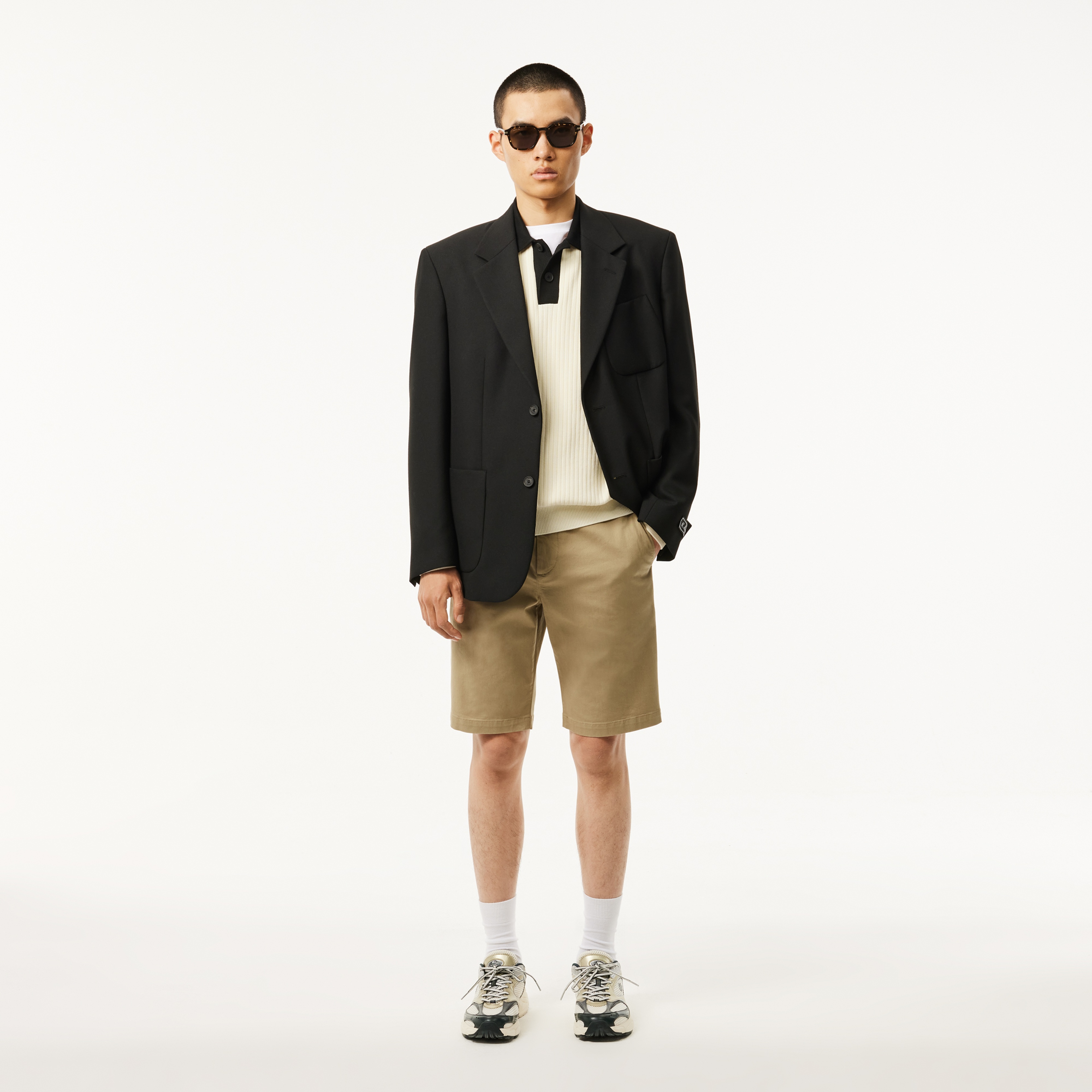 Erkek Relaxed Fit Polo Yaka Yün Krem Kazak