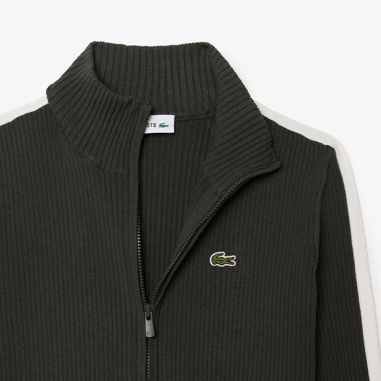 Kız Çocuk Renk Bloklu Haki Hırka