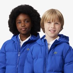 Çocuk Kapüşonlu Mavi Şişme Mont