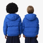 Çocuk Kapüşonlu Mavi Şişme Mont