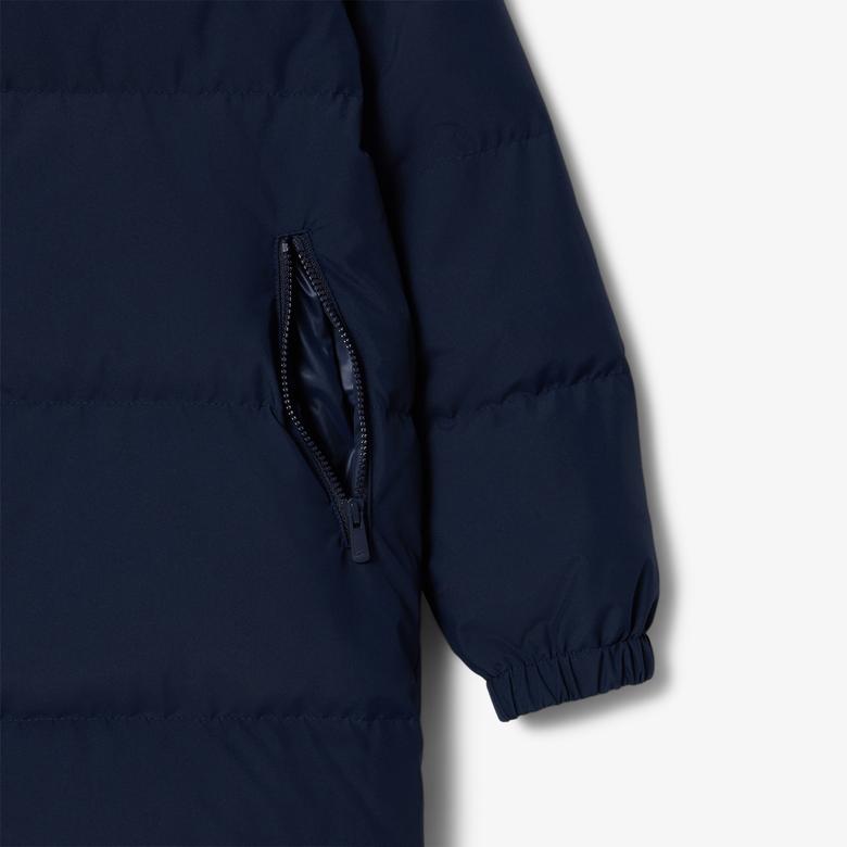 Çocuk Kapüşonlu Lacivert Şişme Mont