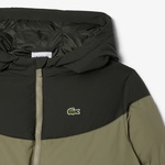 Çocuk Kapüşonlu Renk Bloklu Haki Mont