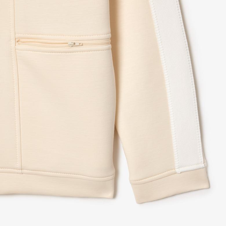 Erkek Regular Fit Fermuarlı Krem Sweatshirt