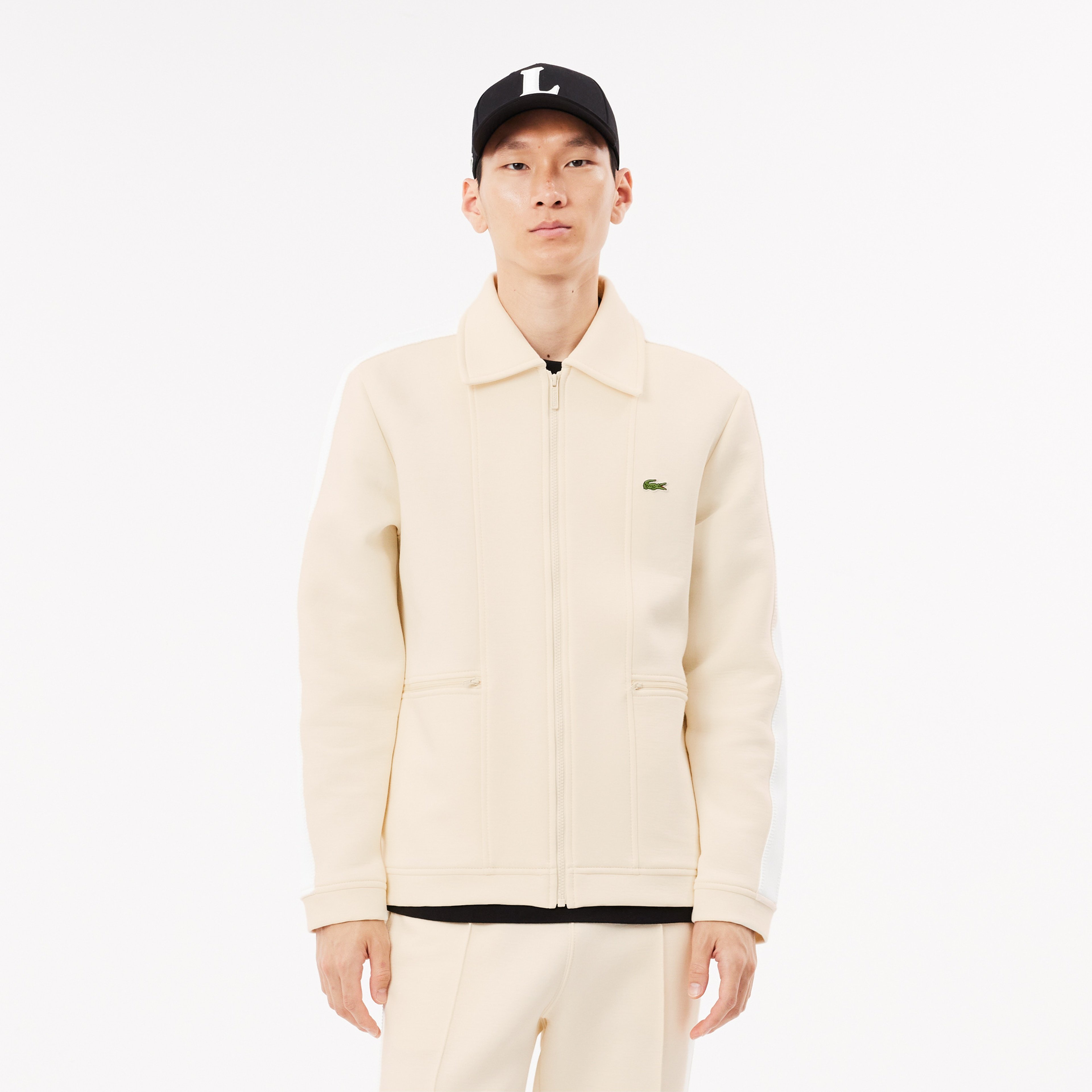 Erkek Regular Fit Fermuarlı Krem Sweatshirt