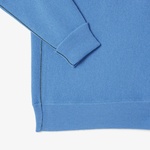 Erkek Relaxed Fit Polo Yaka Yün Mavi Triko