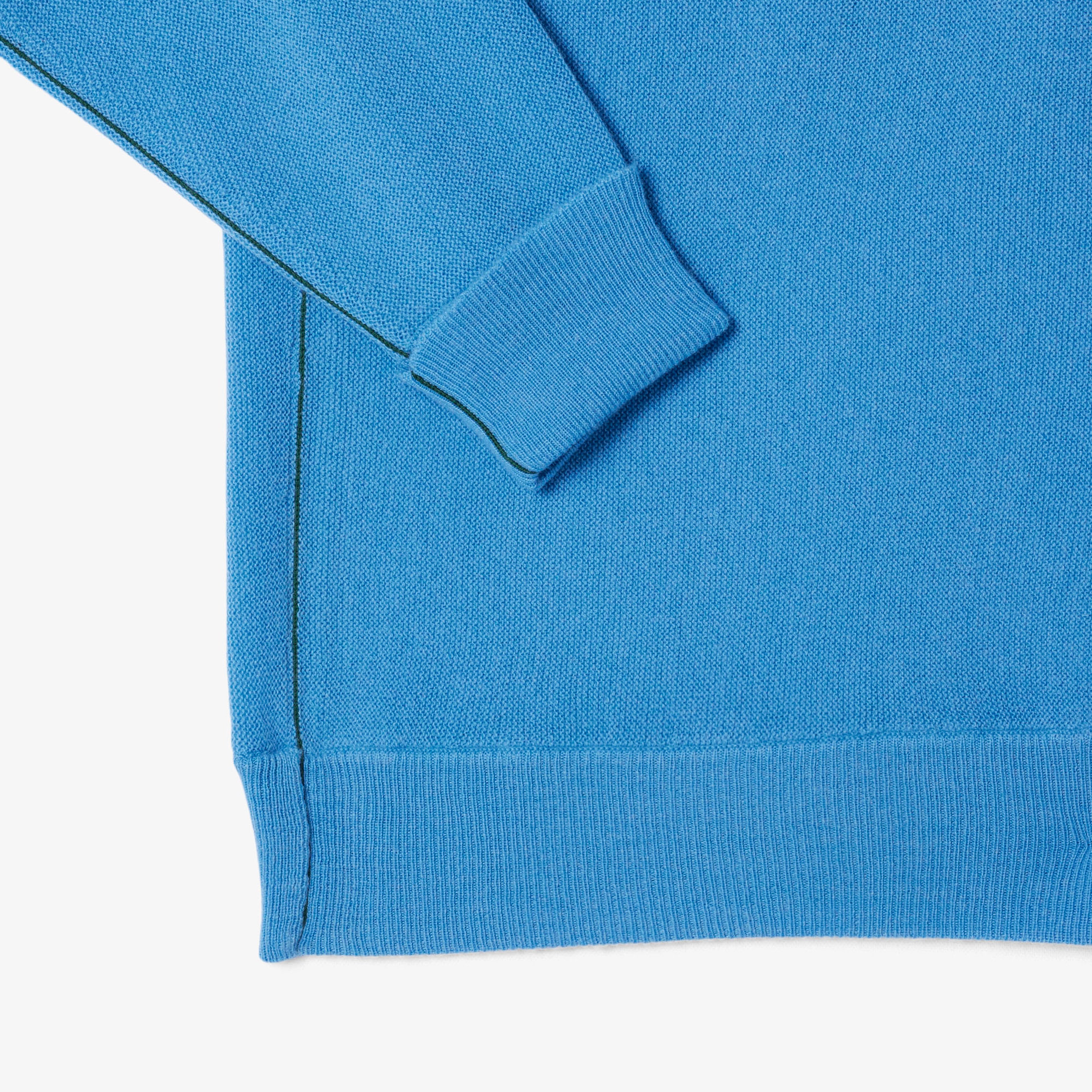 Erkek Relaxed Fit Polo Yaka Yün Mavi Triko