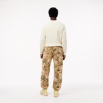 Erkek Tapered Fit Desenli Bej Eşofman Altı