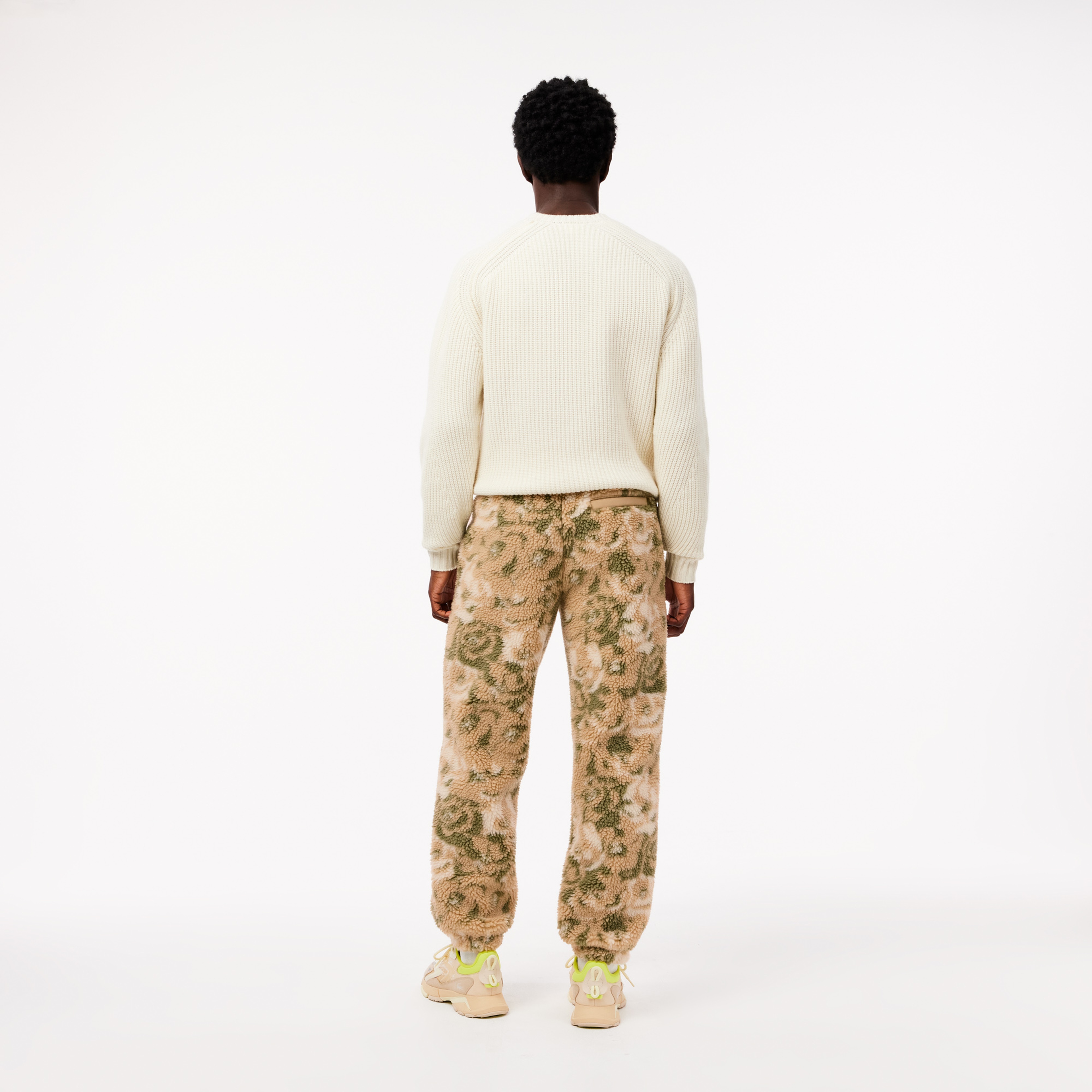 Erkek Tapered Fit Desenli Bej Eşofman Altı