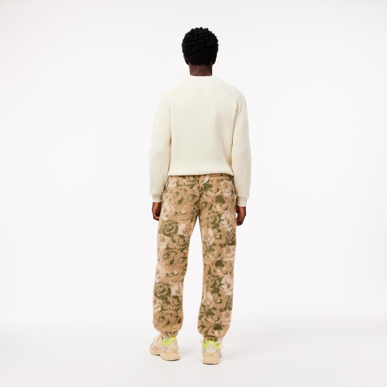 Erkek Tapered Fit Desenli Bej Eşofman Altı