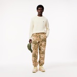 Erkek Tapered Fit Desenli Bej Eşofman Altı