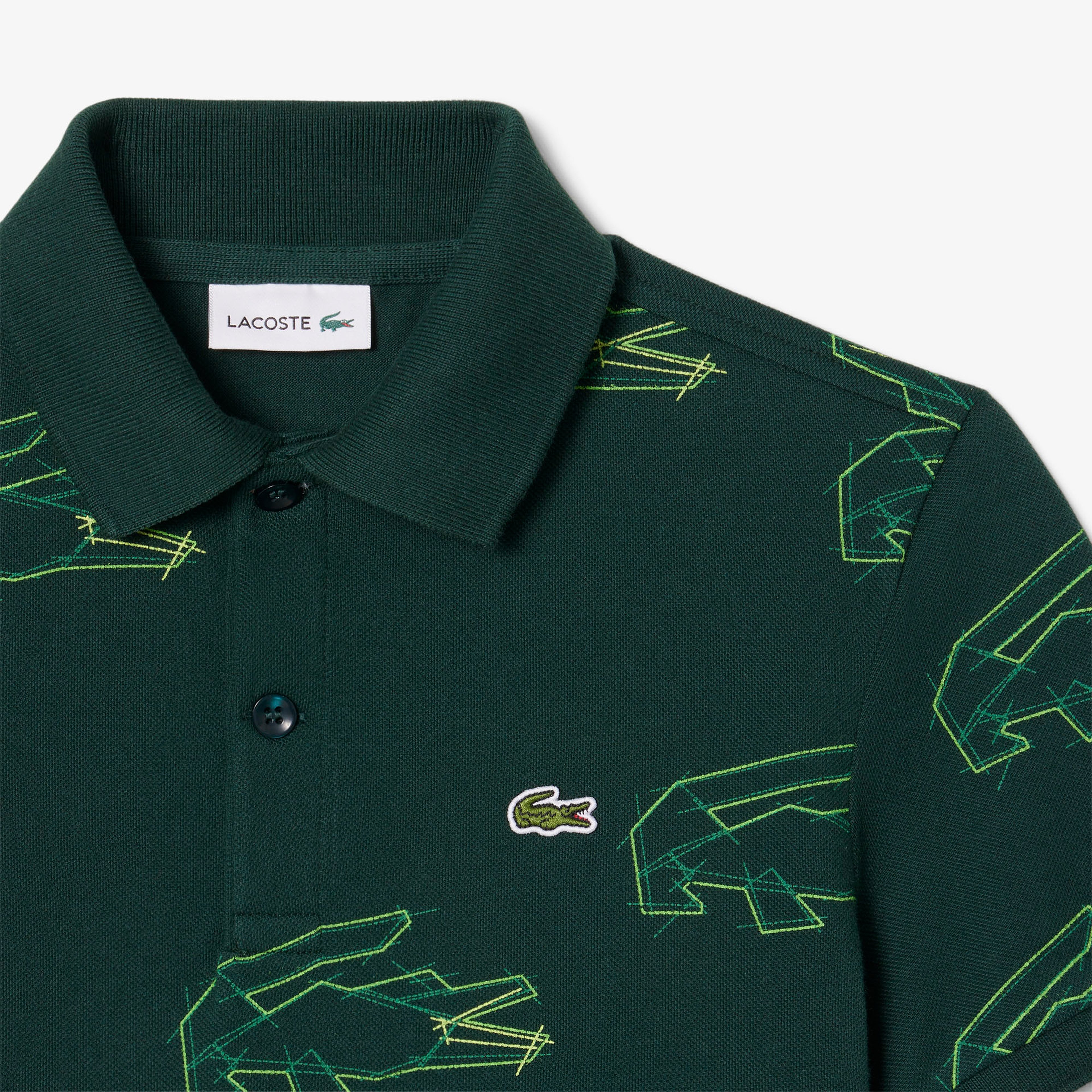 Lacoste Çocuk Baskılı Koyu Yeşil Polo