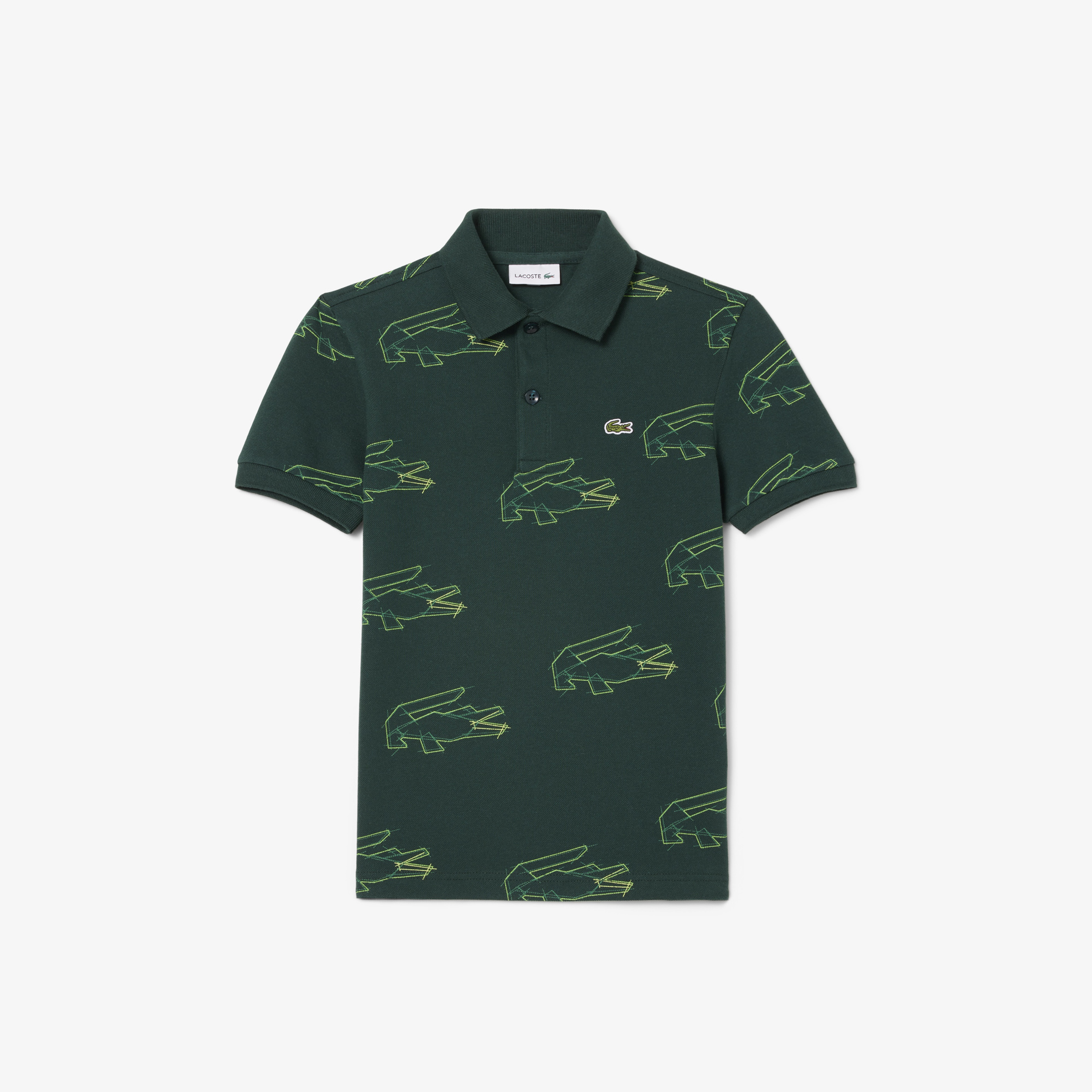 Lacoste Çocuk Baskılı Koyu Yeşil Polo