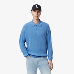 Erkek Relaxed Fit Polo Yaka Yün Mavi Triko