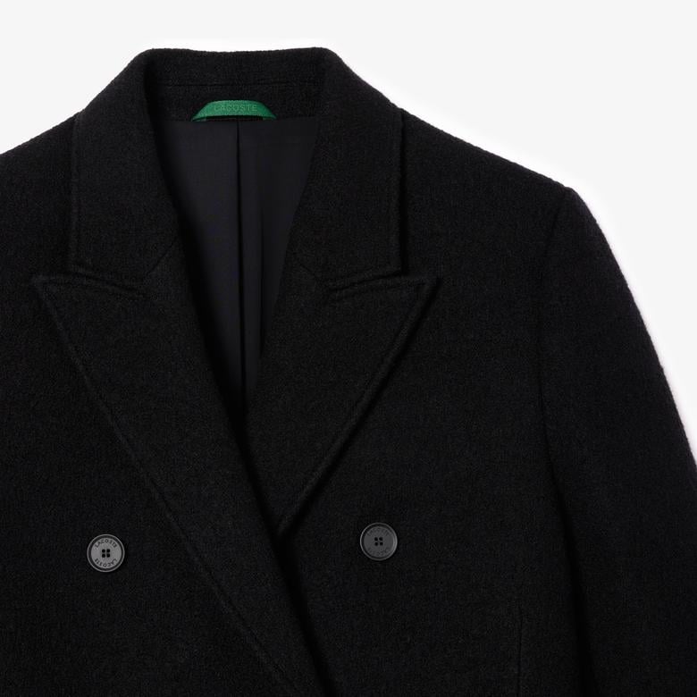 Kadın Regular Fit Yün Siyah Palto