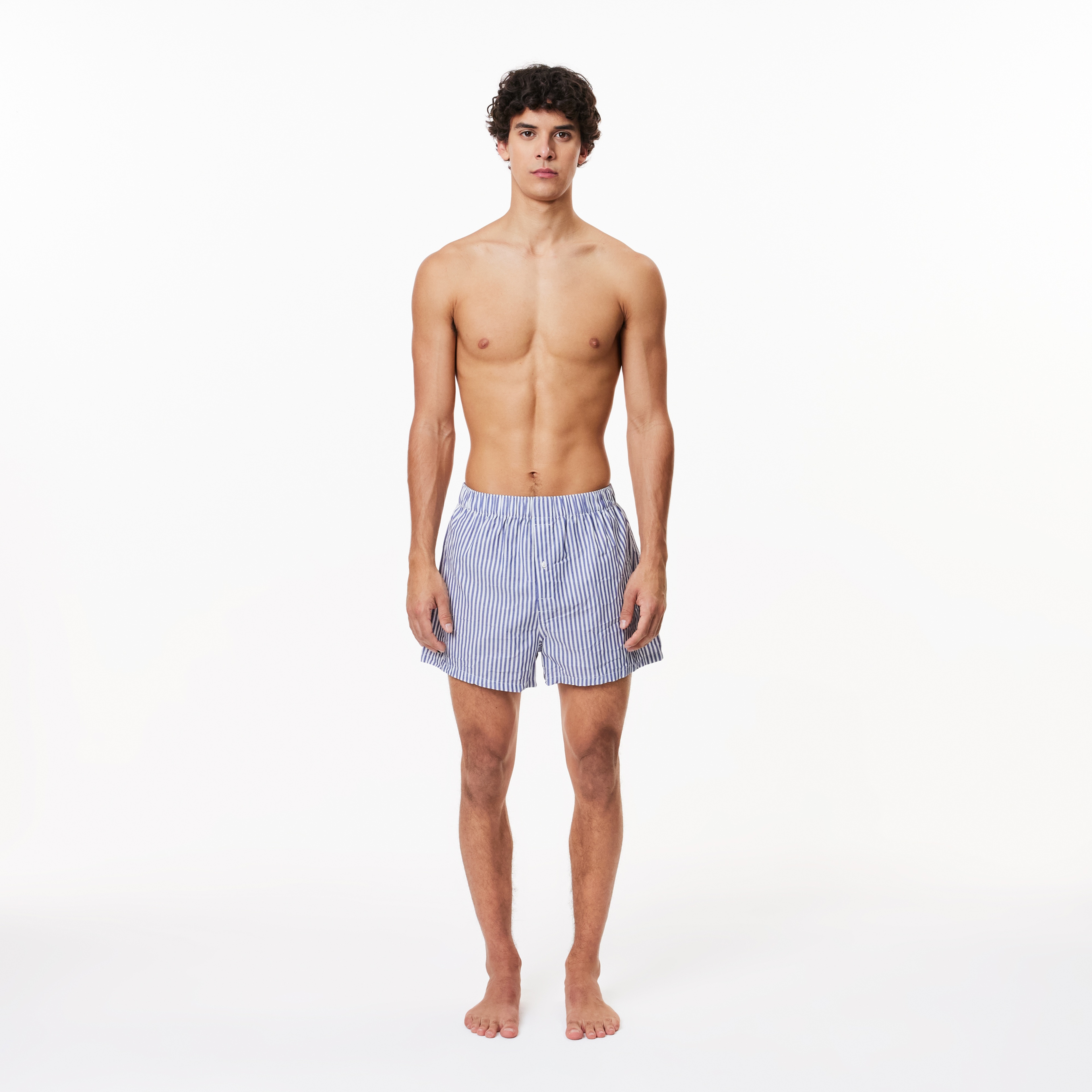 Erkek Çizgili 3'lü Mavi Boxer