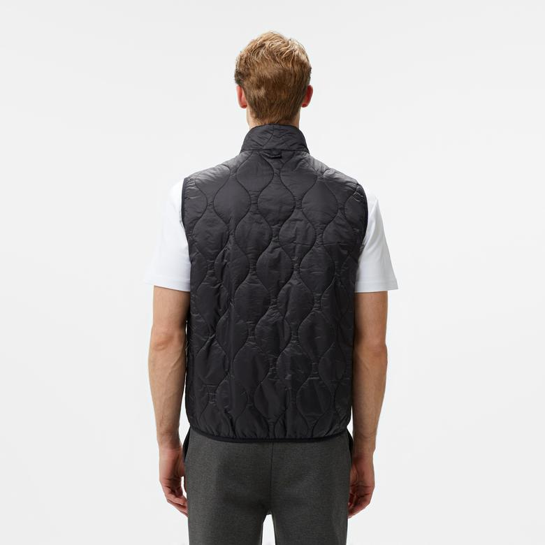 Erkek Regular Fit Kapüşonlu Baskılı Siyah Yağmurluk