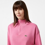 Kadın Relaxed Fit Yarım Fermuarlı Pembe Triko