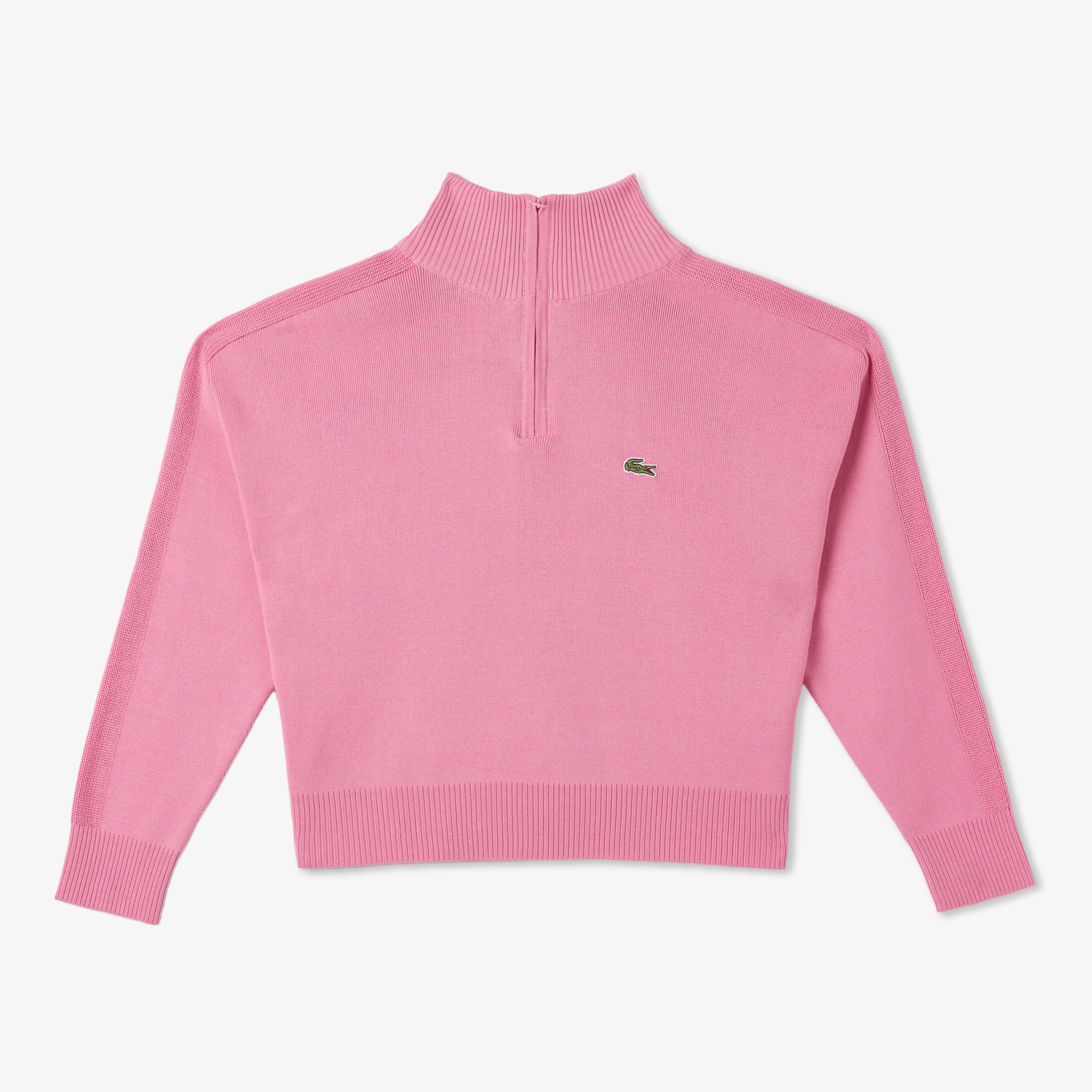 Kadın Relaxed Fit Yarım Fermuarlı Pembe Triko