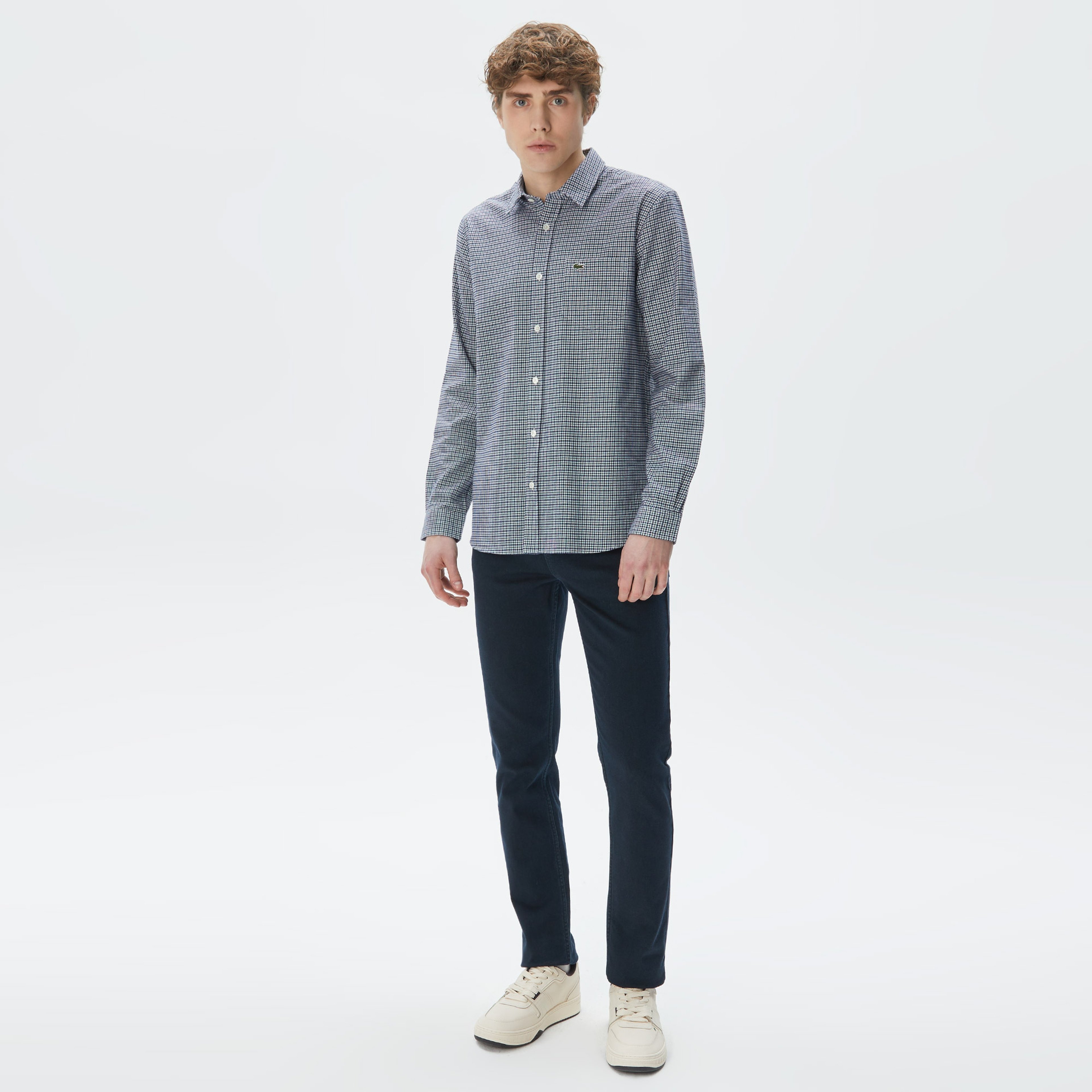 Erkek Regular Fit Ekose Yeşil Gömlek