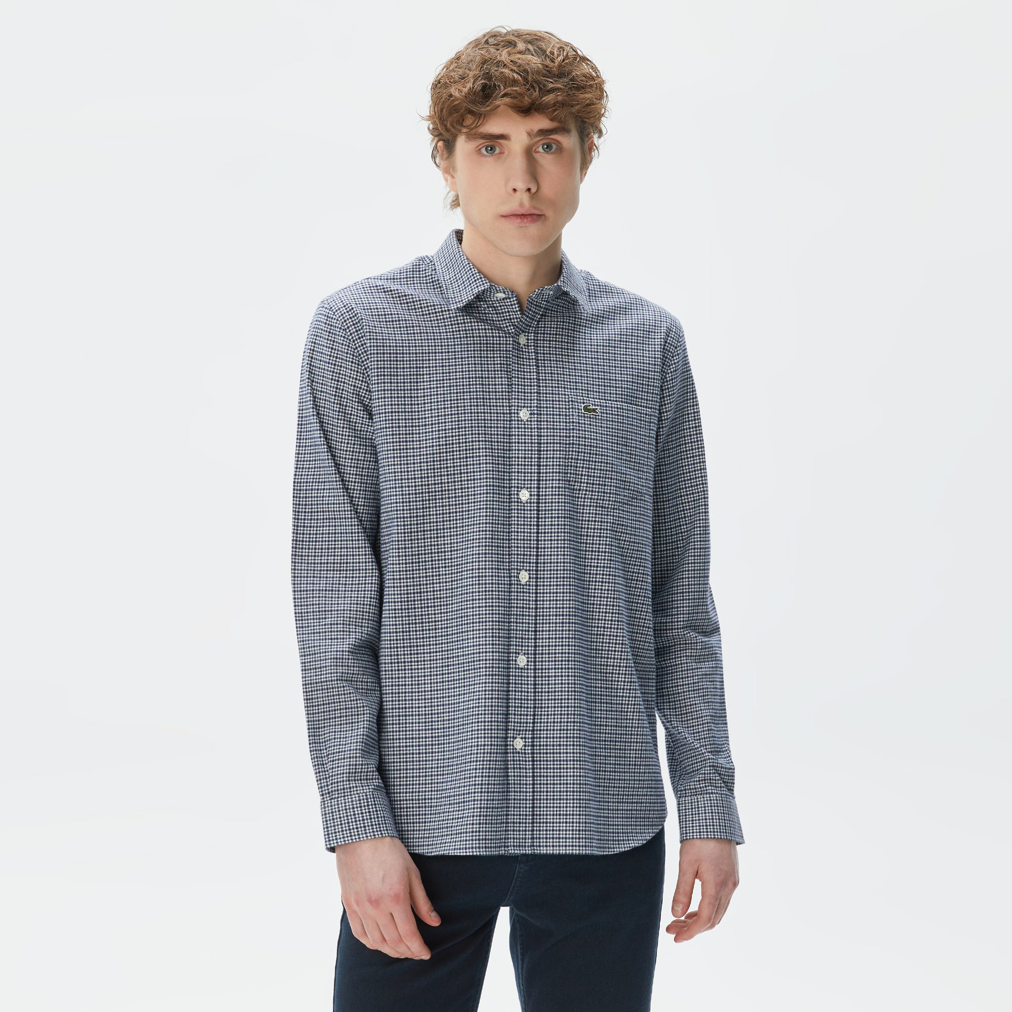 Erkek Regular Fit Ekose Yeşil Gömlek