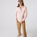 Kadın Slim Fit Uzun Kollu Pembe Polo