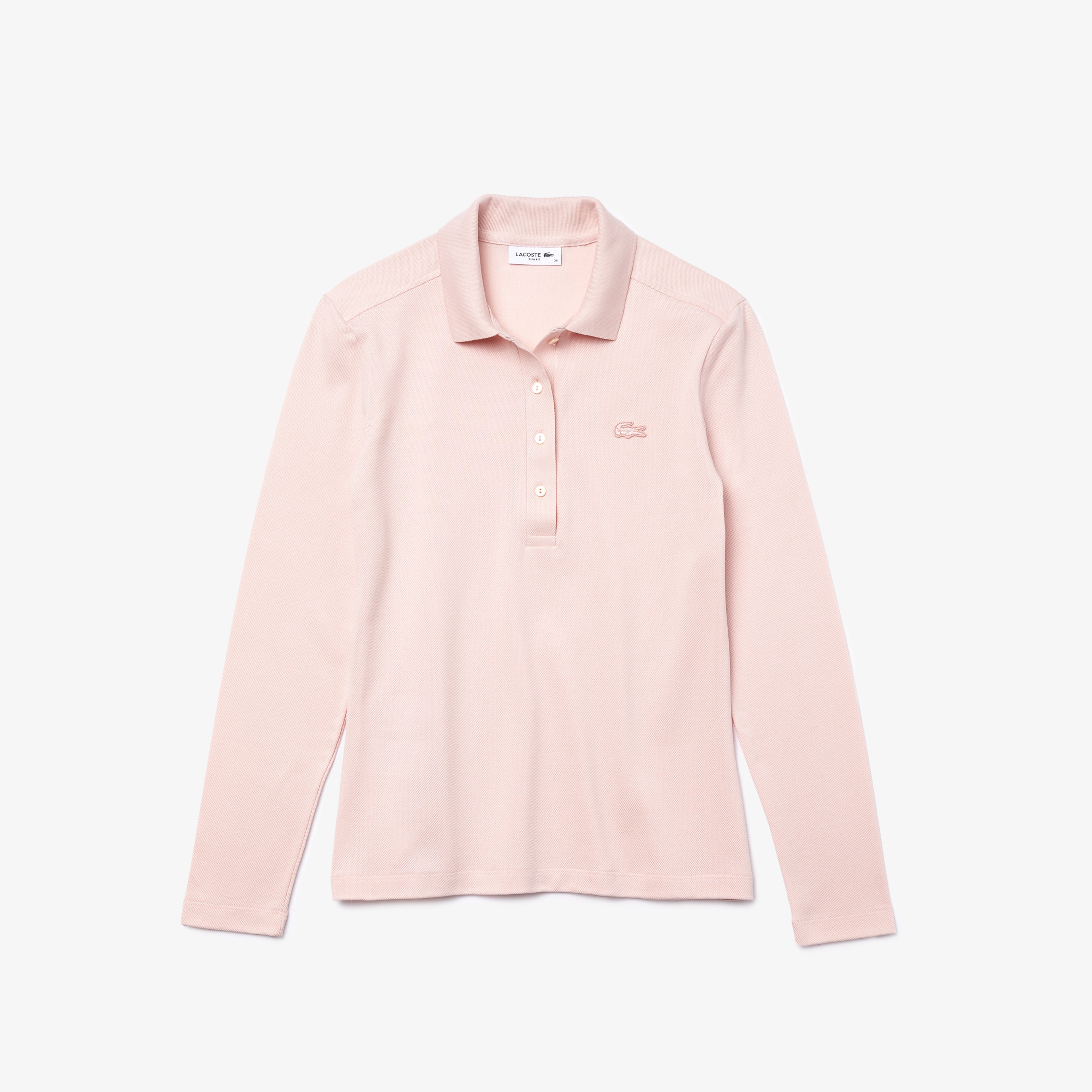 Kadın Slim Fit Uzun Kollu Pembe Polo