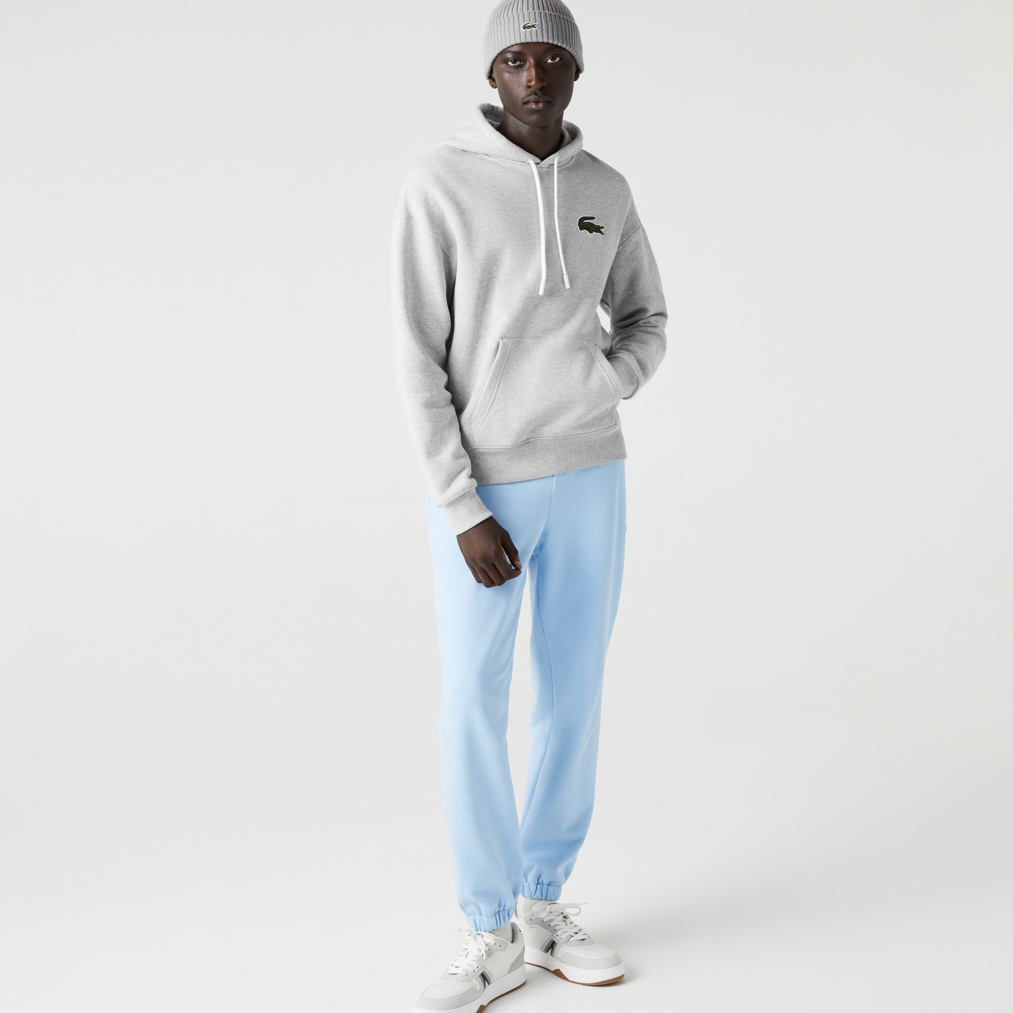 Lacoste Unisex Loose Fit Kapüşonlu Gri Sweatshirt