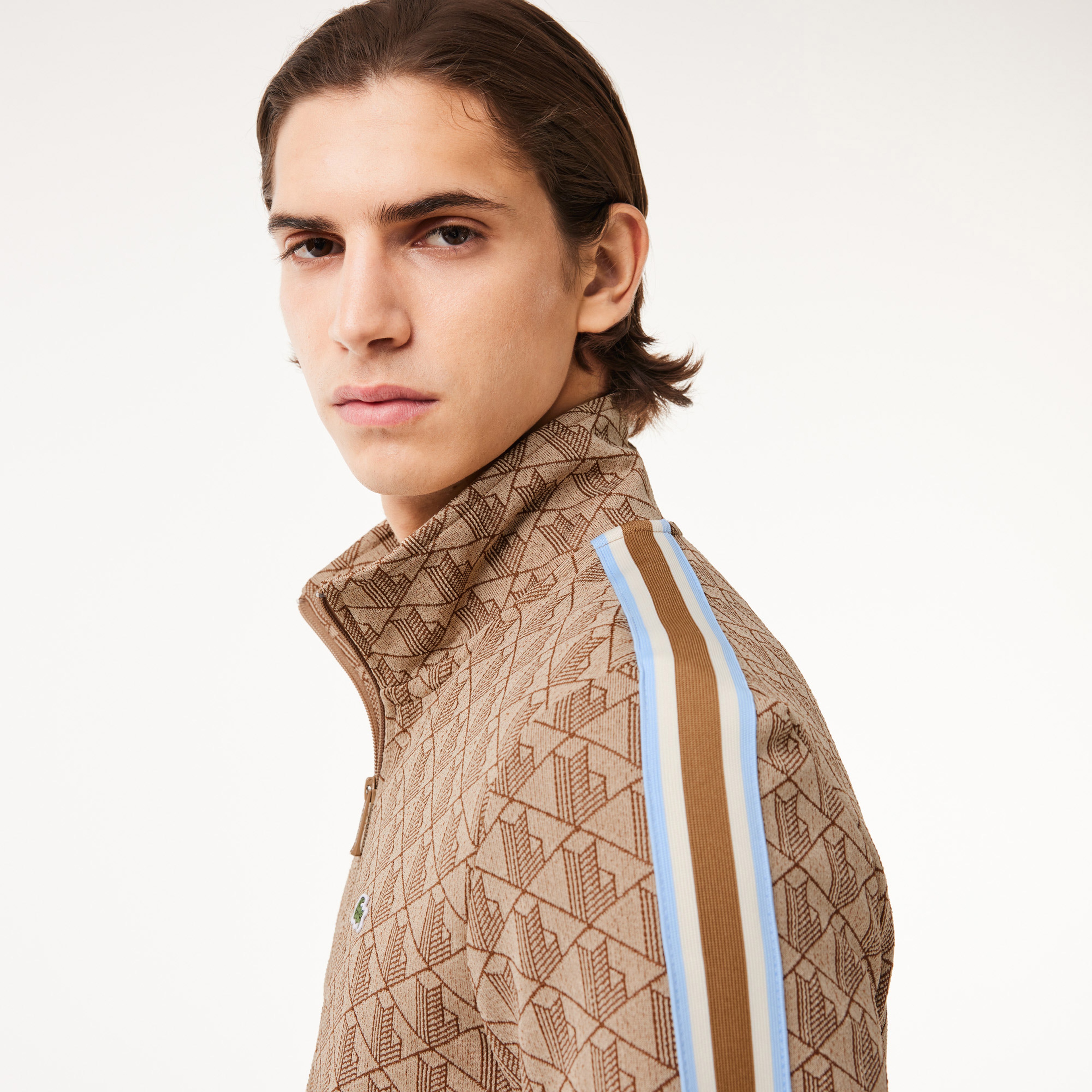 Lacoste Paris Monogram Zip-Up Erkek Kahverengi Eşofman Üstü