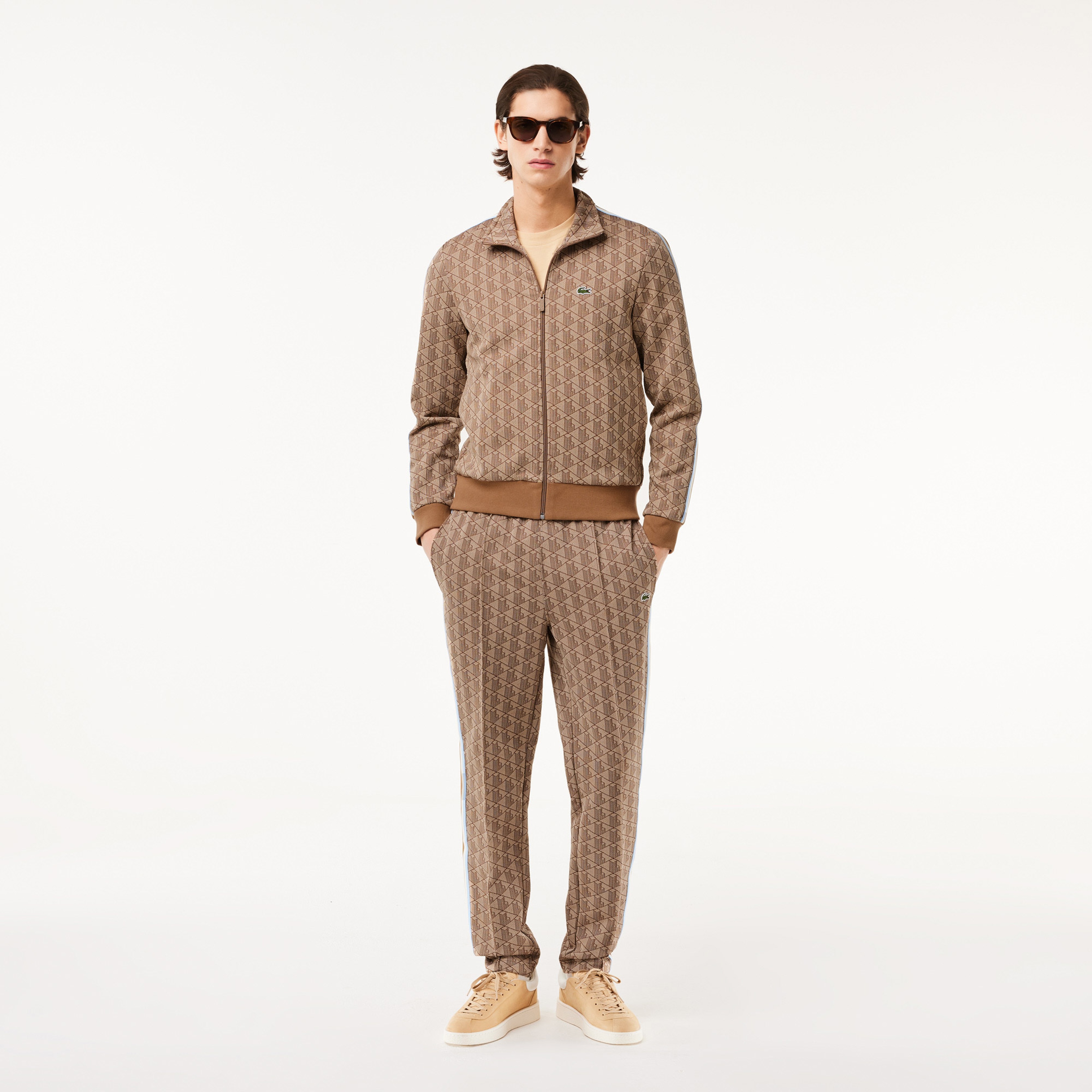 Lacoste Paris Monogram Zip-Up Erkek Kahverengi Eşofman Üstü