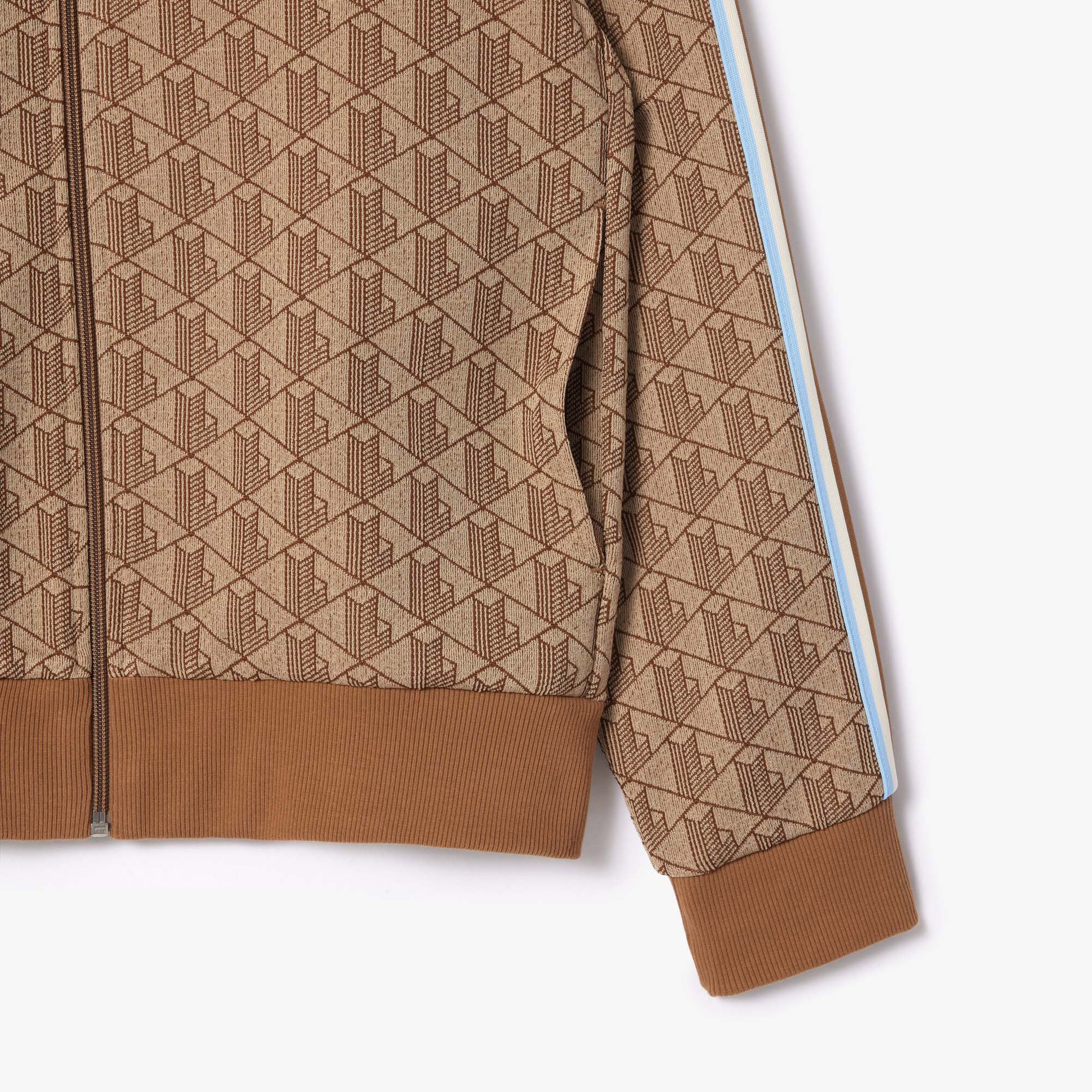 Lacoste Paris Monogram Zip-Up Erkek Kahverengi Eşofman Üstü