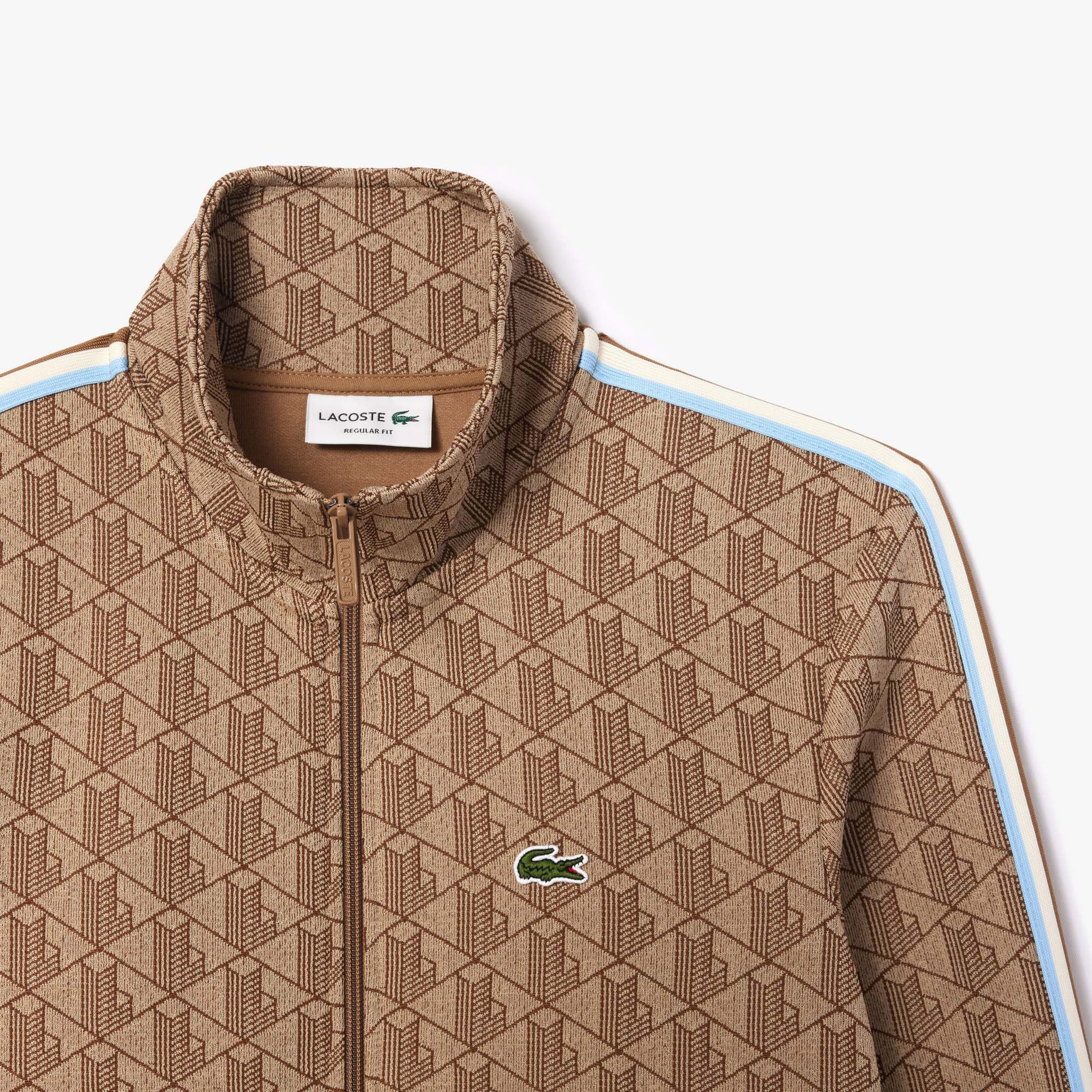 Lacoste Paris Monogram Zip-Up Erkek Kahverengi Eşofman Üstü