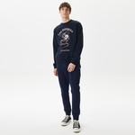 ERKEK BASKILI BİSİKLET YAKA LACİVERT SWEATSHIRT