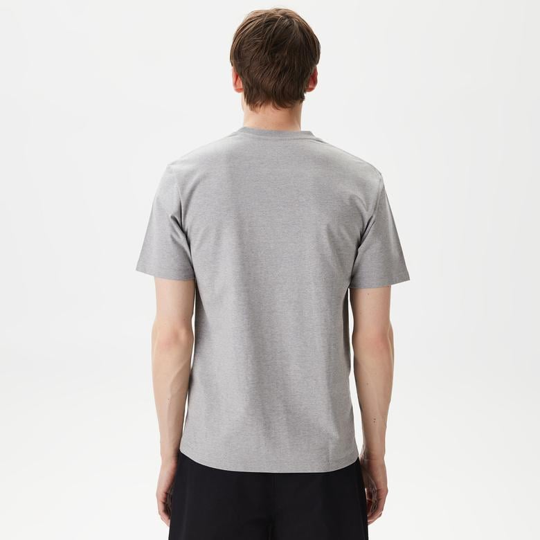 ERKEK BASKILI BİSİKLET YAKA GRİ T-SHIRT