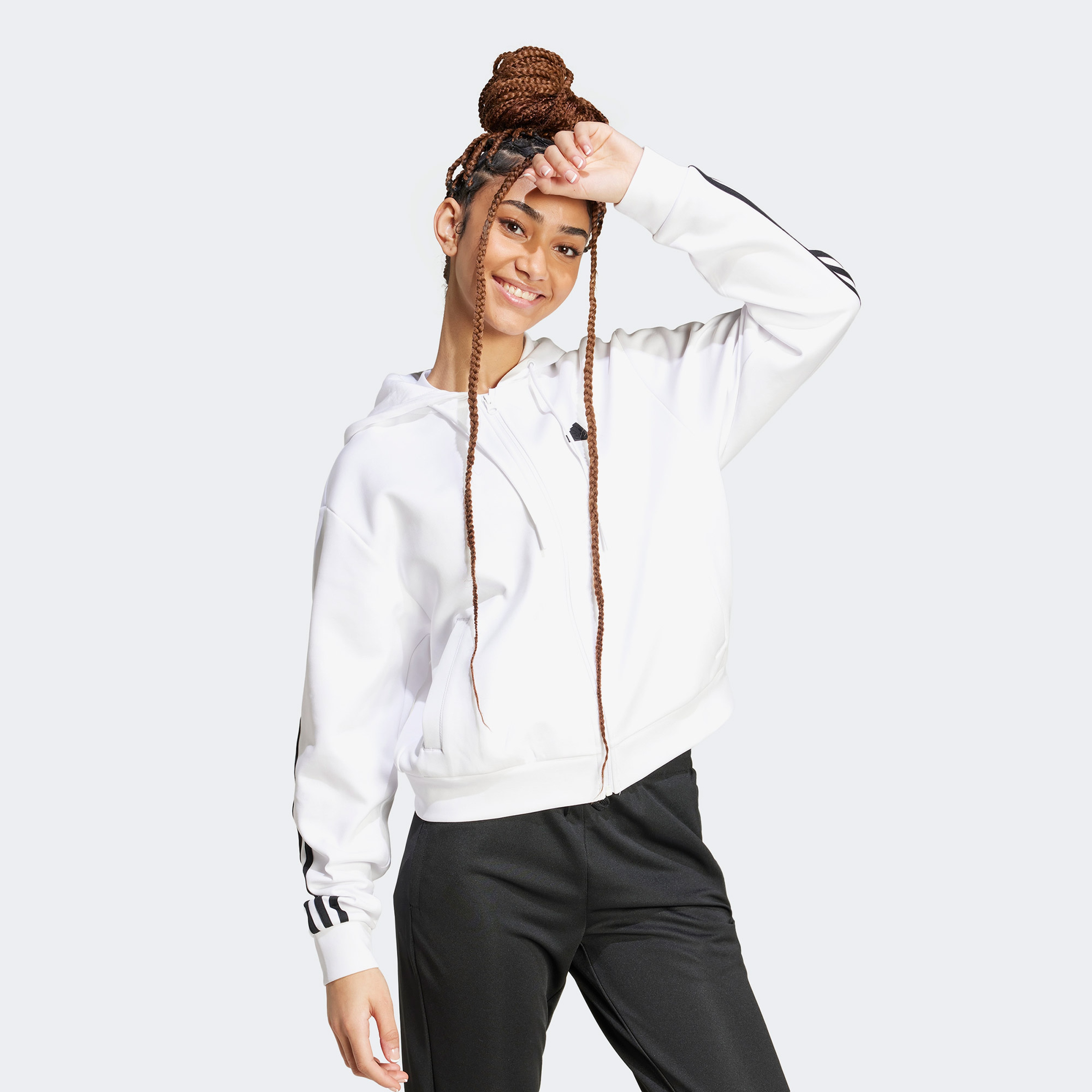 adidas Future Icons 3-Stripes Full Zip Kadın Beyaz Eşofman Üstü