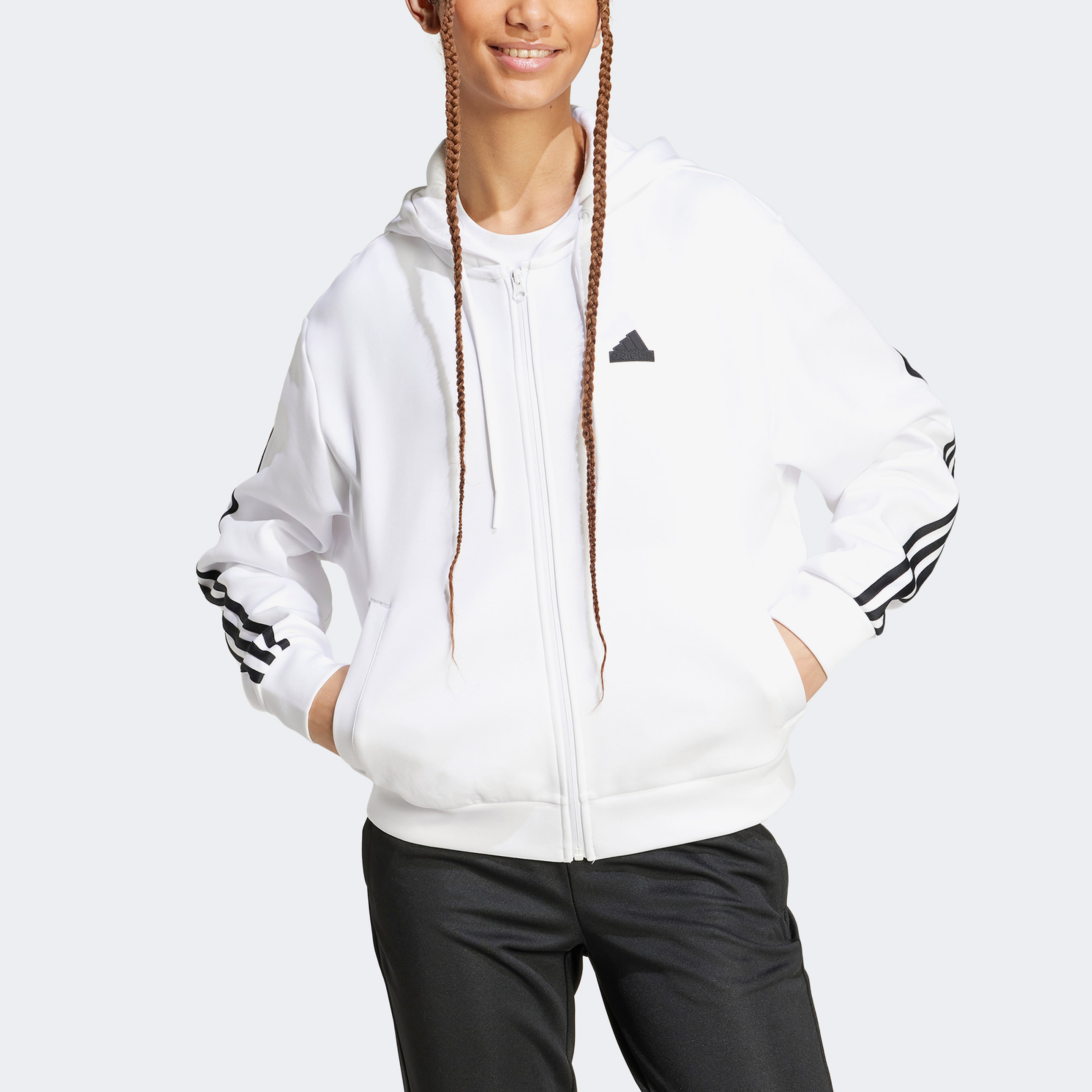 adidas Future Icons 3-Stripes Full Zip Kadın Beyaz Eşofman Üstü