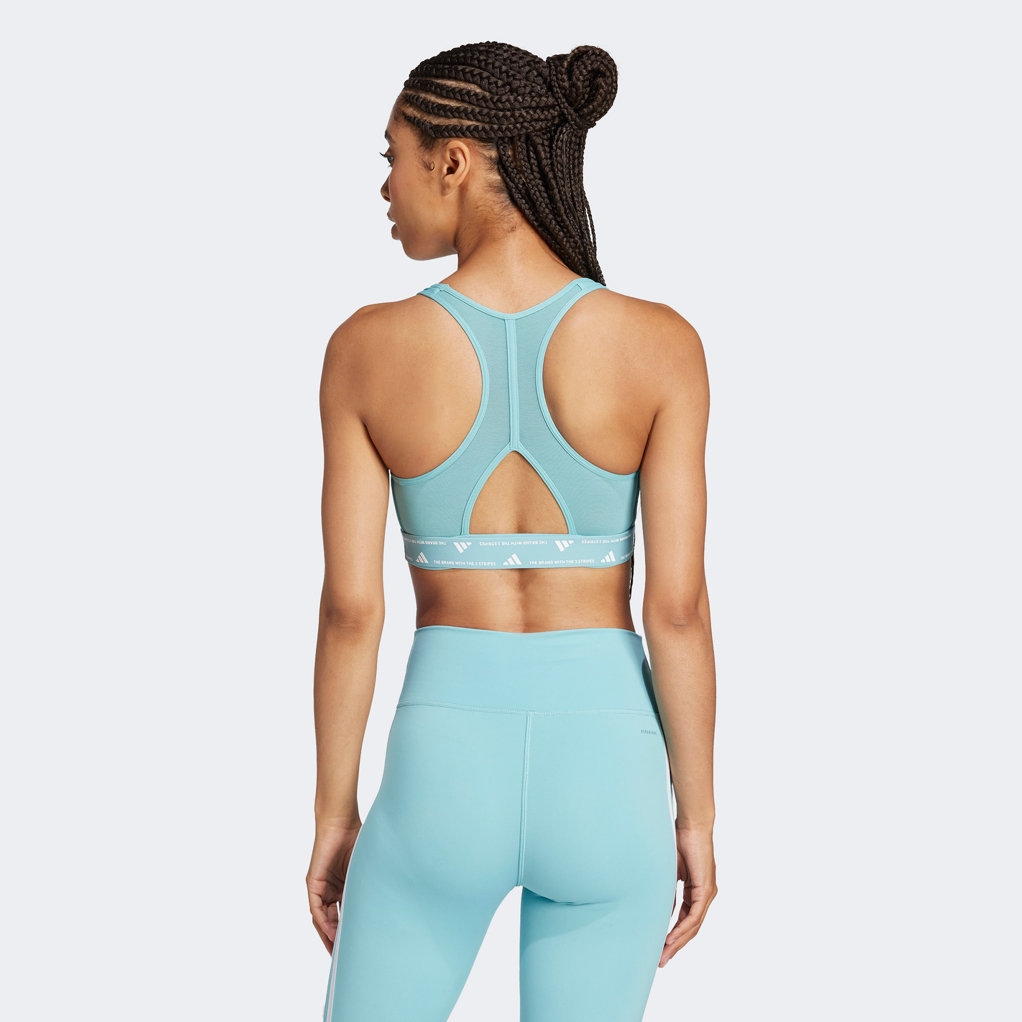 adidas Powerimpact Training Medium-Support 3-Stripes Kadın Turkuaz Bra