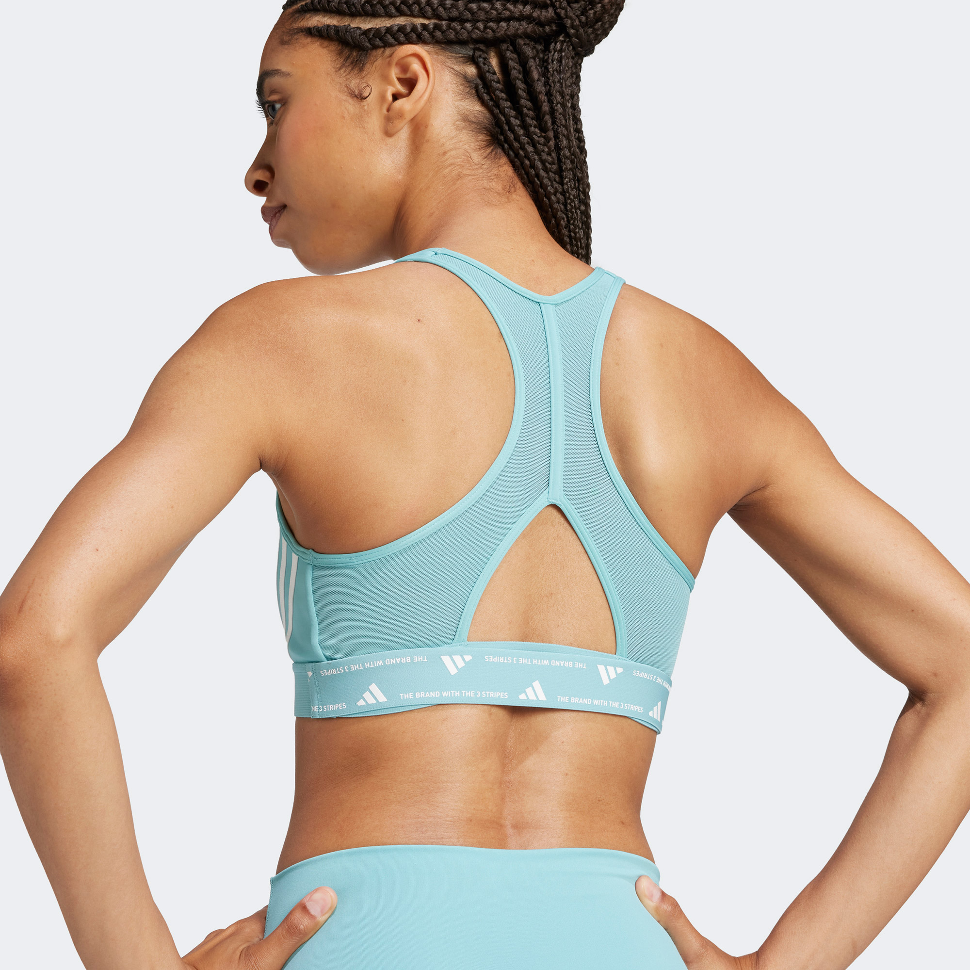 adidas Powerimpact Training Medium-Support 3-Stripes Kadın Turkuaz Bra