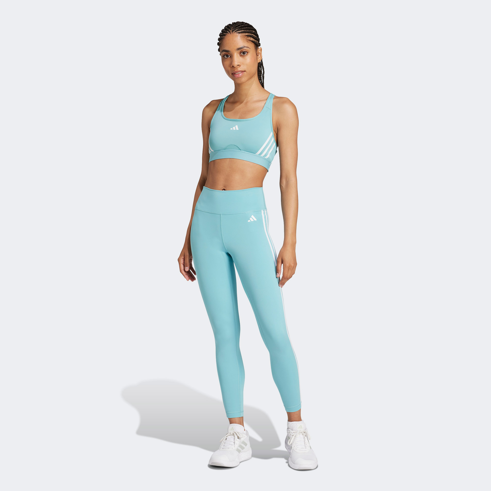 adidas Powerimpact Training Medium-Support 3-Stripes Kadın Turkuaz Bra