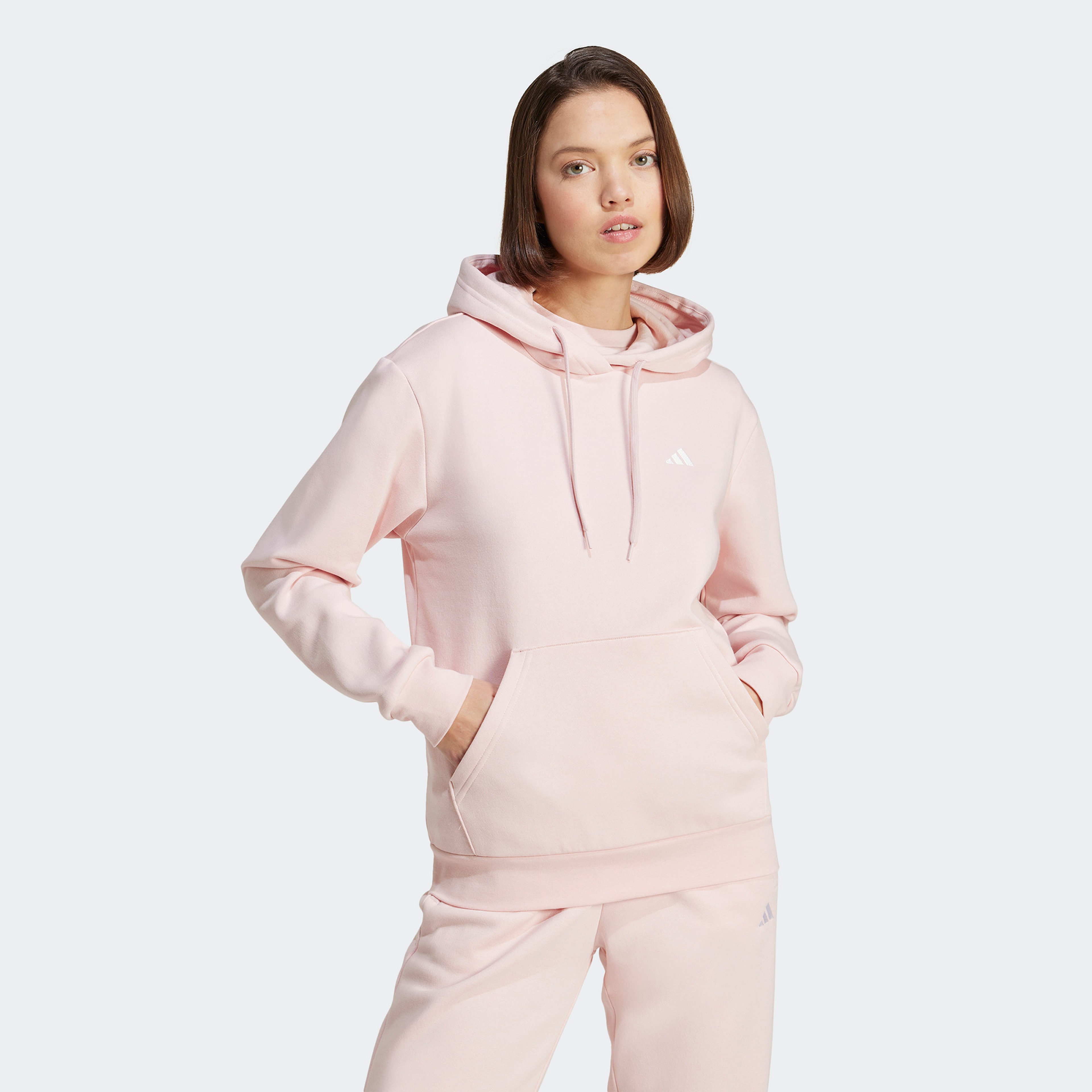adidas Essentials Small Logo Feel Cozy Kadın Pembe Hoodie