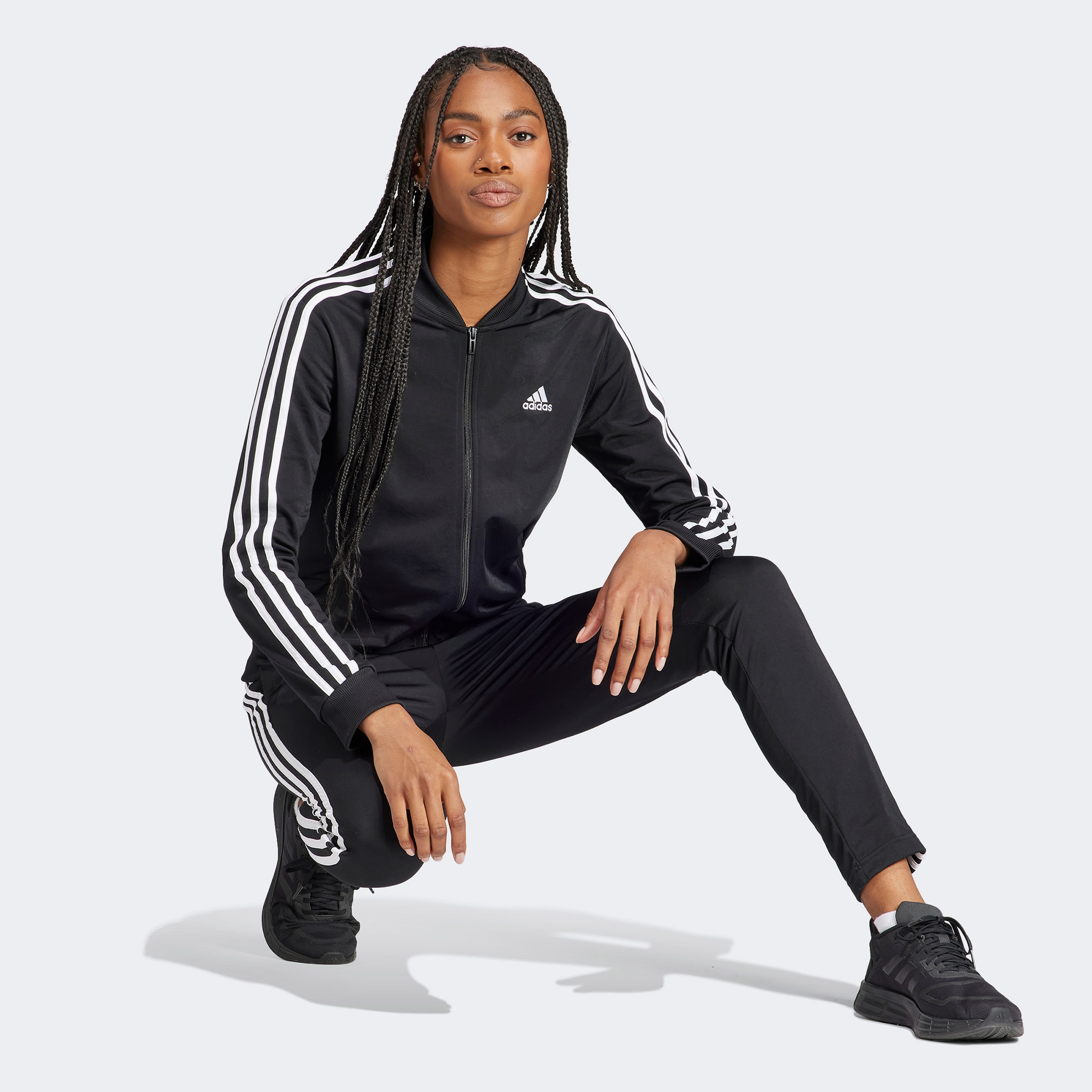 adidas Essentials 3-Stripes Kadın Siyah Eşofman Takımı
