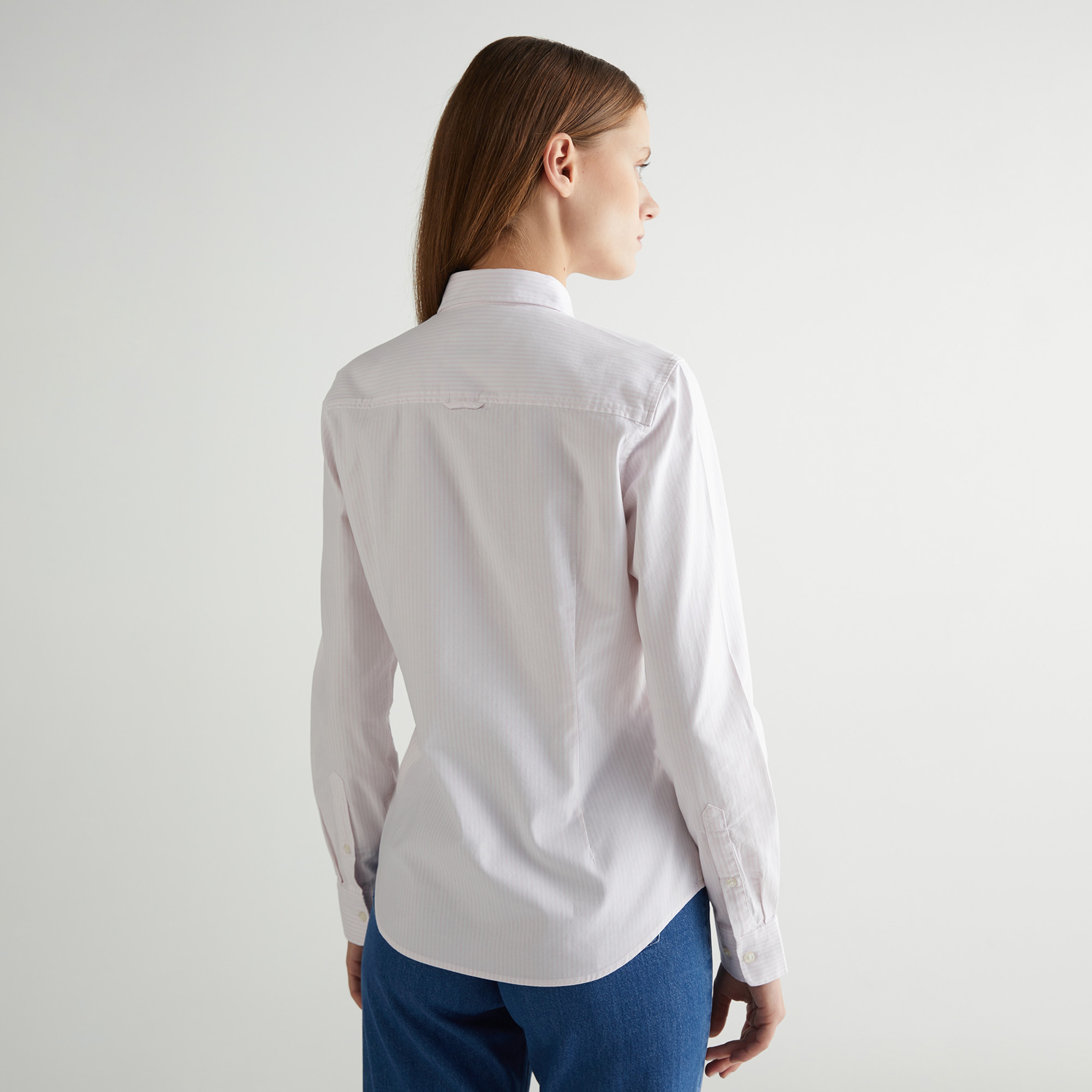 GANT Kadın Pembe Slim Fit Klasik Yaka Çizgili Oxford Gömlek